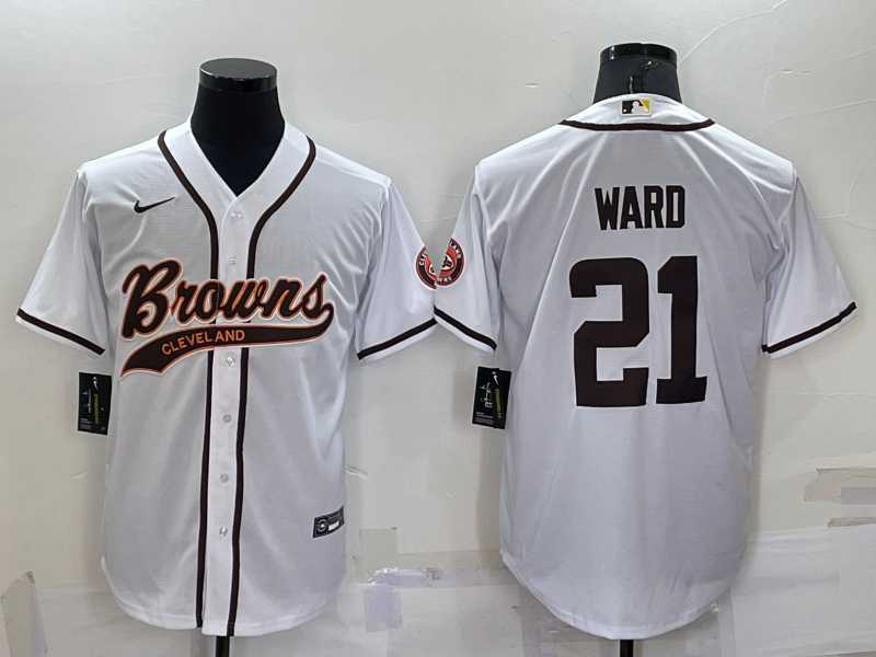 Men's Cleveland Browns #21 Denzel Ward White Stitched Cool Base Nike Baseball Jersey,We sell and wholesale Men's Cleveland Browns #21 Denzel Ward White Stitched Cool Base Nike Baseball Jersey on line form chian!